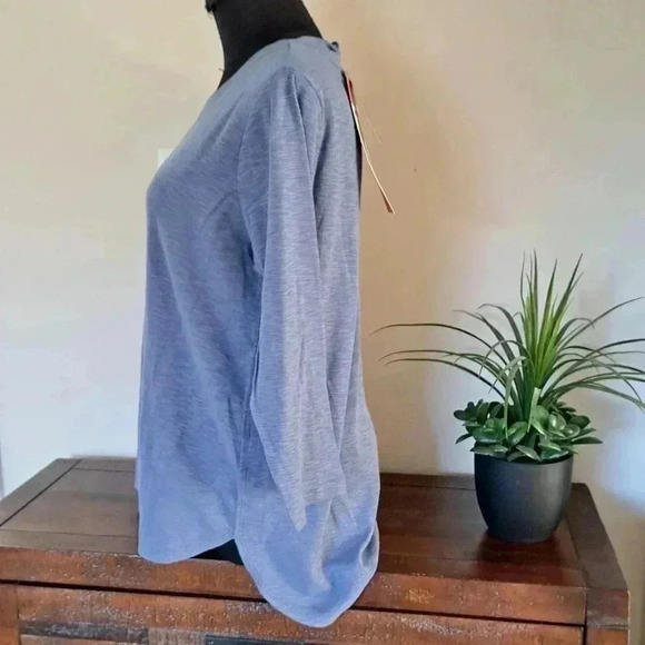 NWT Kirkland Signature 3/4 Sleeved T-shirt Blue Slub Knit Tee Ladies Medium - Picture 5 of 13
